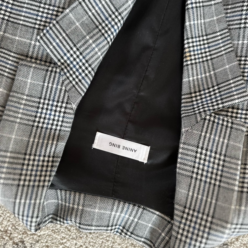 Anine Bing Checkered Jacket in Black and White